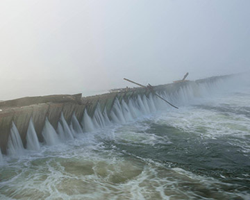 A flooding dam