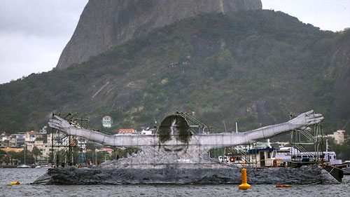 Olympic Swimmer Art Installation