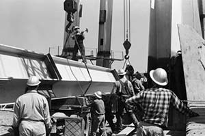 Preparing to raise the Space Needle - circa July 31, 1961