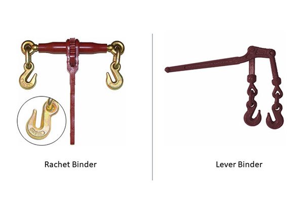 A ratchet binder and a lever binder