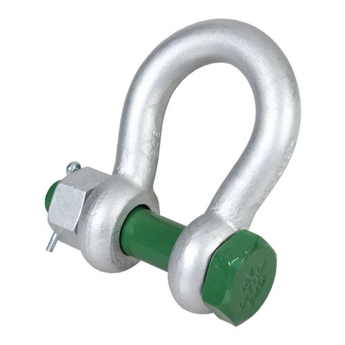 Bow shackle with safety bolt
